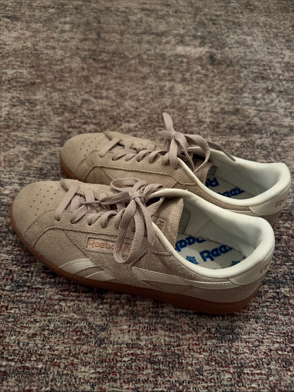 Reebok Women’s Club C Suede Sneakers in Taupe with Gum Sole